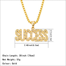 Load image into Gallery viewer, Personalized Success Letter Pendant Necklaces Women Men Hip Hop Jewelry 2019 Fashion Gold Long Chain Necklaces &amp; Pendants Gift
