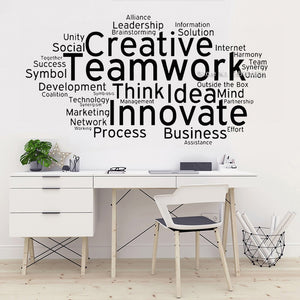 Creative Teamwork Sign Quote Vinyl Wall Decal Cloud Words Office Decoration Wall Stickers Success Symbol Murals Lettering LC1555